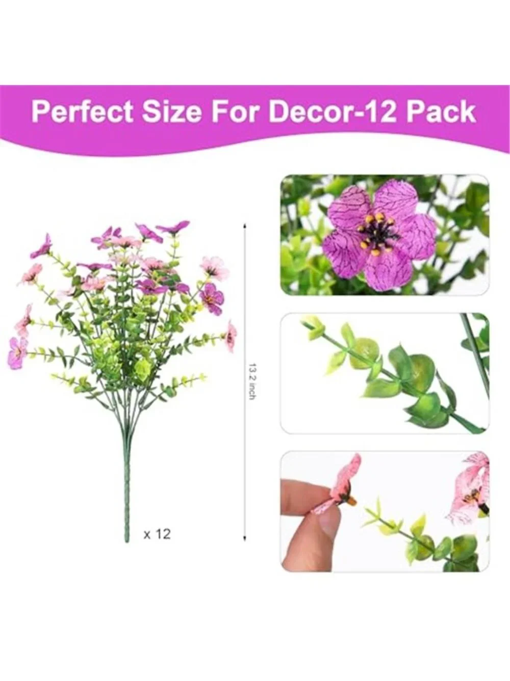 12 Bundle Faux Silk Daisy Flowers Outdoor UV Resistant Purple Pink Patio Porch